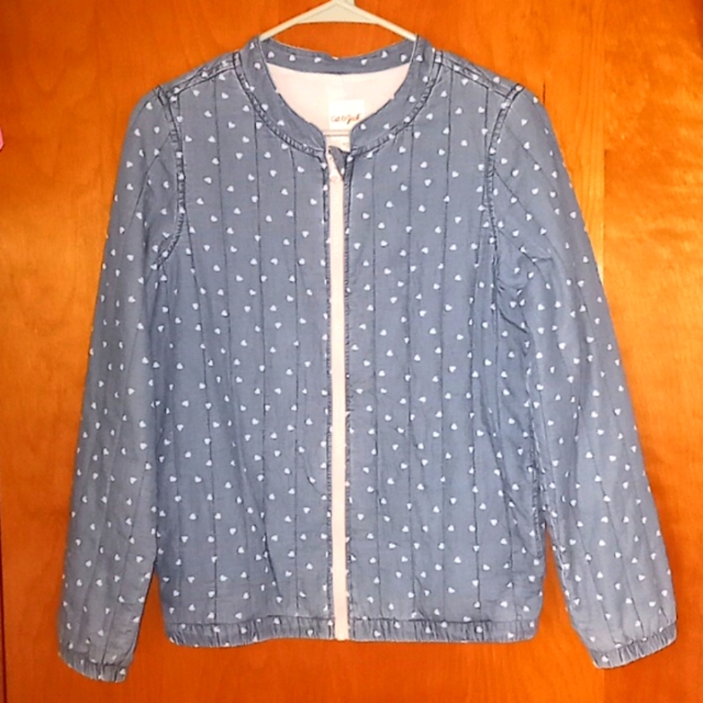 Cat & Jack Quilted Jean Like Jacket w/Hearts Size XL 14-16